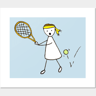 Tennis player cute comic character Posters and Art